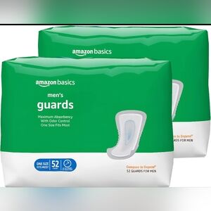 Amazon Basics Men's Incontinence Guards, Maximum Absorbency, 104 Count, 2 Packs